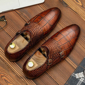 Men's Genuine Leather Round Toe Slip-On Closure Formal Wear Shoe