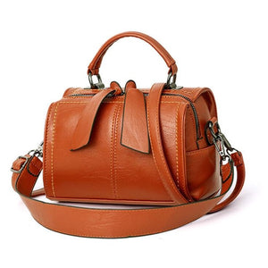 Women's Leather Open Pocket Double Zipper Tote Strap Handbags