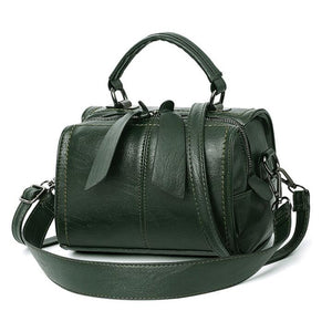 Women's Leather Open Pocket Double Zipper Tote Strap Handbags