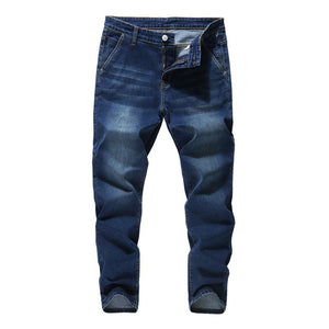 Men's Low Waist Plain Button Zipper Side Pocket Denim Jeans