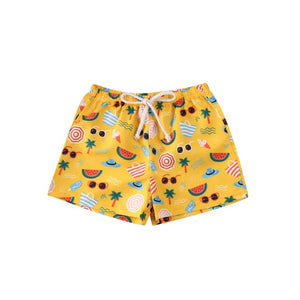 Kid's High Elastic Drawstring Waist Printed Quick-Dry Swim Shorts