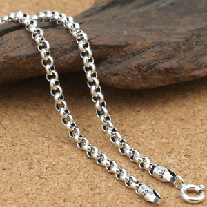 Men's 100% 925 Sterling Silver Round Twist Link Chain Hook Necklace