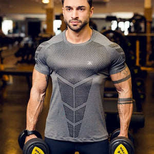 Men's O-Neck Short Sleeve Quick Dry Compression Workout T-Shirt