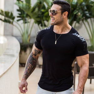 Men's O-Neck Short Sleeve Quick Dry Compression Workout T-Shirt