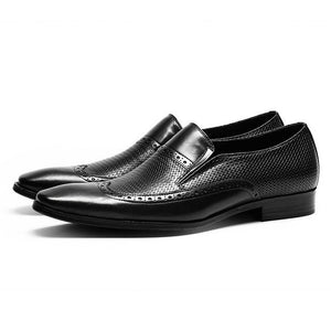 Men's Genuine Leather Plain Pointed Toe Slip-On Formal Shoe