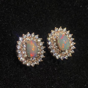 Women's 100% 925 Sterling Silver Round Opal Cubic Zircon Earrings