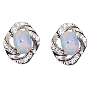 Women's 100% 925 Sterling Silver Round Twist Opal Zircon Earrings