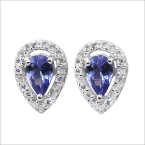 Women's 100% 925 Sterling Silver Pear Cut Zircon Stud Earrings