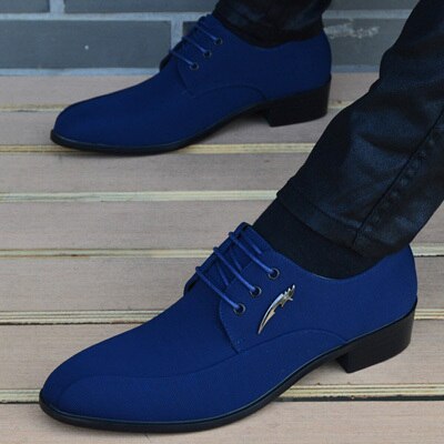 Men's Velvet Pointed Toe Breathable Lace Up Formal Wear Shoes