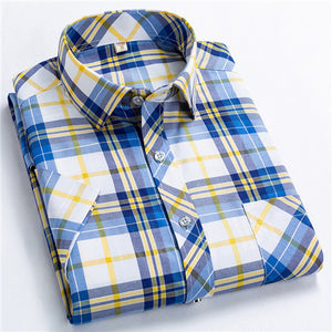 Men's Polyester Turn Down Collar Short Sleeve Casual Summer Shirt