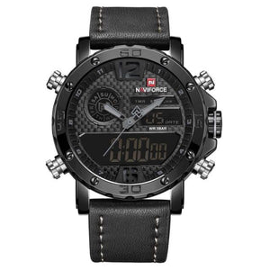 Men's Round Auto Date Digital Display Waterproof Wristwatch