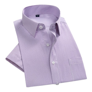 Men's Turndown Collar Short Sleeves Striped Pattern Shirts