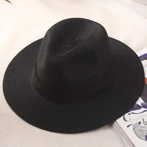 Women's Round Straw Striped Pattern Foldable Summer Wear Brim Hats
