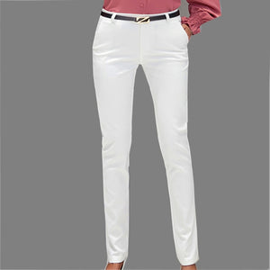 Women's High Waist Plain Button Zipper Pocket Formal Pants