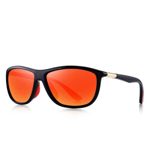 Men's Rectangular Color Mirror Thin Frame Polarized Sunglasses