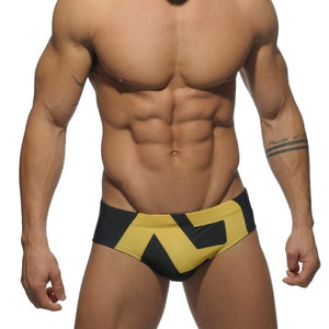 Men's Elastic Low Waist Striped Quick Dry Compression Swimwear Boxer