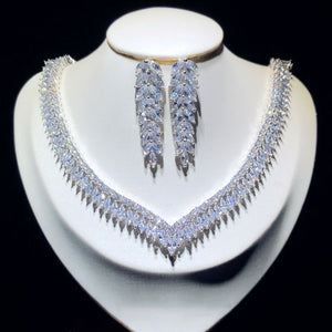 Women's Copper Zircon Embedded Jewelry Necklace Set