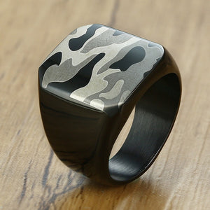 Men's Stainless Steel Black Rock Punk Individuality Signet Ring