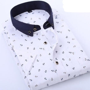 Men's Turndown Collar Short Sleeve Printed Casual Wear Shirt