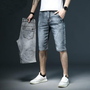 Men's Low Waist Plain Button Zipper Pocket Denim Slim Shorts