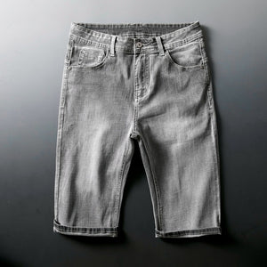 Men's Low Waist Plain Button Zipper Pocket Denim Slim Shorts