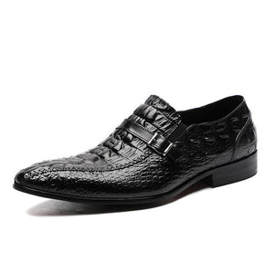 Men's Genuine Leather Pointed Toe Buckle Strap Formal Shoe