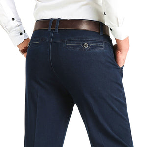Men's Low Waist Zipper Closure Straight Stretchable Denim Jeans