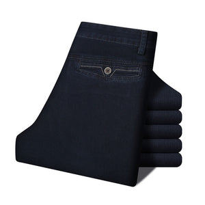Men's Low Waist Zipper Closure Straight Stretchable Denim Jeans