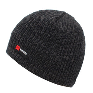 Men's Faux Fur & Acrylic Solid Pattern Knitted Winter Wear Hats