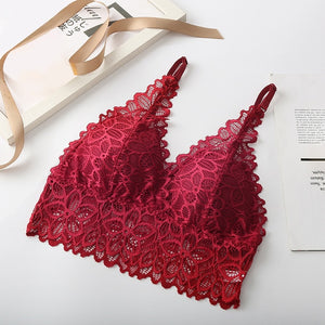 Women's Spaghetti Adjusted-Straps Floral Lace Push-Up Bra