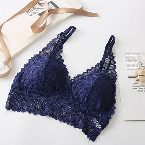 Women's Spaghetti Adjusted-Straps Floral Lace Push-Up Bra