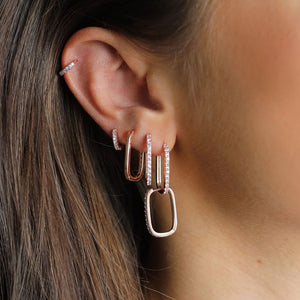 Women's 925 Sterling Silver Paper Clip Hoop Delicate Earring
