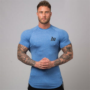 Men's O-Neck Short Sleeve Workout Super Elastic Fitness T-Shirt