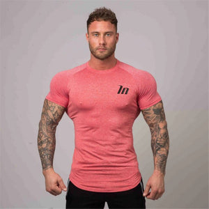 Men's O-Neck Short Sleeve Workout Super Elastic Fitness T-Shirt