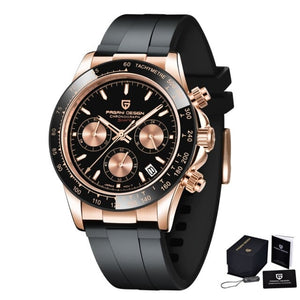 Men's Leather Strap Waterproof Automatic Date Wristwatch