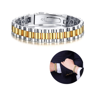 Unisex 100% Black Hematite Stainless Steel Link Watchband Bracelet 