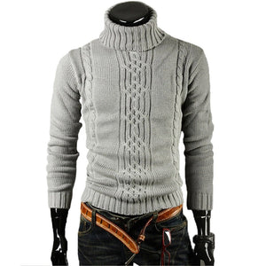 Men's Turtleneck Collar Long Sleeves Pullover Knitted Sweater