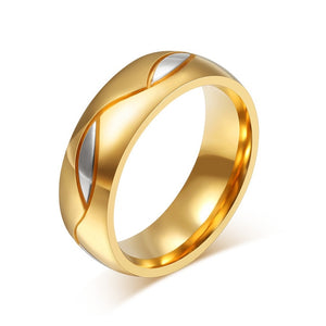 Men's 100% Stainless Steel Round Zircon Embedded Wedding Ring 