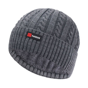 Men's Casual Cloth Stripped Patchwork Knitted Winter Hat