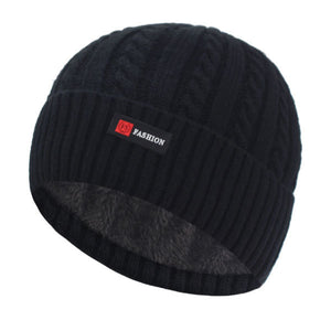 Men's Casual Cloth Stripped Patchwork Knitted Winter Wear Warm Hat
