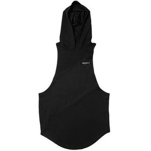 Men's High Neck Sleeveless Plain Quick-Dry Hooded Sports Vests