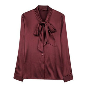 Women's Silk V-Neck Plain Pattern Casual Wear Blouse