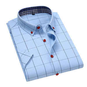 Men's Turndown Collar Long Sleeve Buttoned Plaid Pattern Shirt