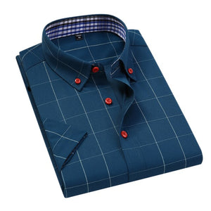 Men's Turndown Collar Long Sleeve Buttoned Plaid Pattern Shirt