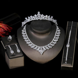 Women's Copper Zircon Embedded Crystal Bridal Full Jewelry Set