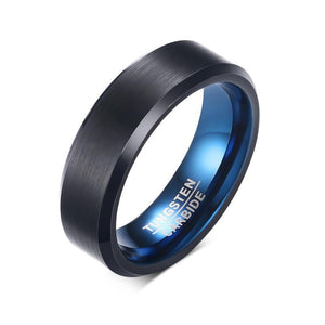 Men's 100% Tungsten Metal Round Blue Matte Finish Wedding Ring