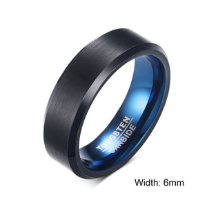 Men's 100% Tungsten Metal Round Blue Matte Finish Wedding Ring