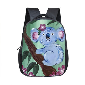 Kid's Nylon Animal Printed Zipper Closure Elegant Backpack 