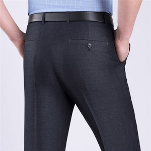 Men's Low Waist Button Zipper Closure Side Pocket Formal Pants