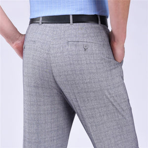 Men's Low Waist Button Zipper Closure Side Pocket Formal Pants